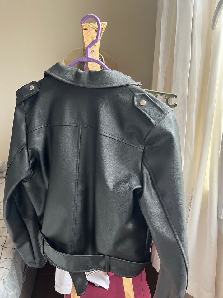 Kadın Siyah Deri Biker Ceket derimont - Görsel 4