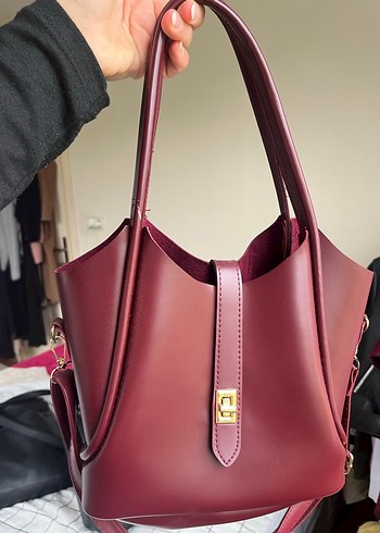 Bordo Parlak Deri Kadın Çanta - Görsel 3