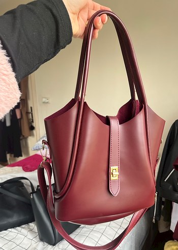 Bordo Parlak Deri Kadın Çanta - Görsel 2