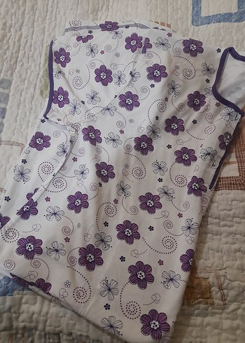 xxl Beden Mor Çiçek Desenli Kısa Kollu Kadın Gecelik