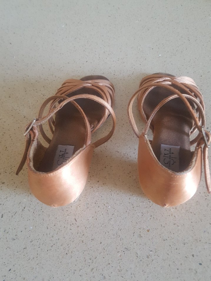 kahve renkli, 4 noktalı düğümlü, yumuşak taban, dans ayakkabısı - Görsel 4