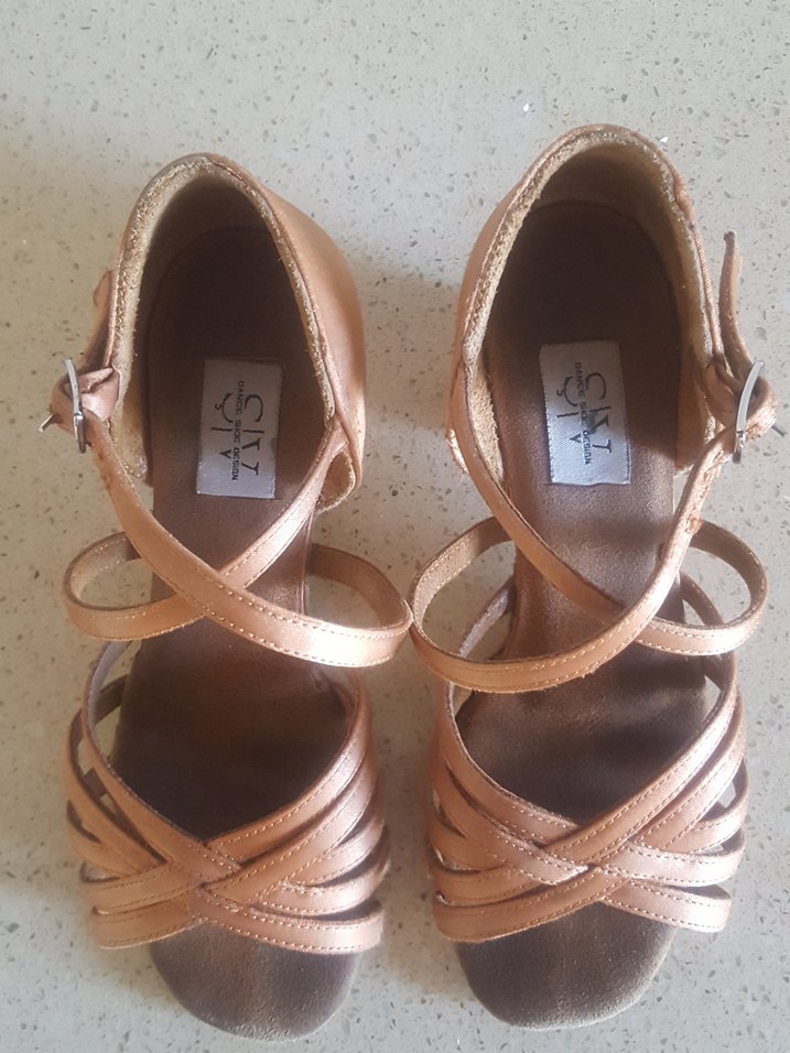 kahve renkli, 4 noktalı düğümlü, yumuşak taban, dans ayakkabısı - Görsel 2