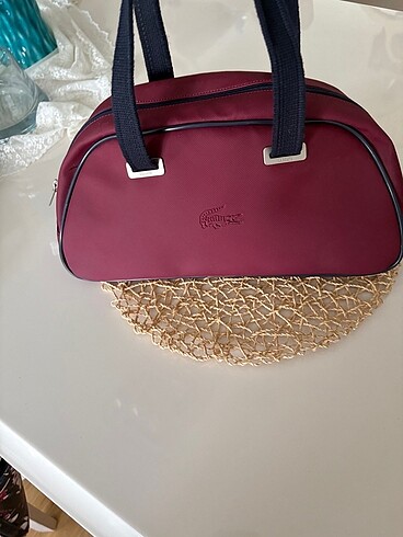Beden bordo Renk Lacoste orijinal kol çantası