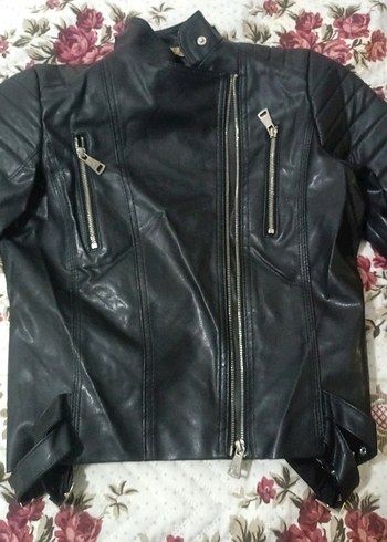 Siyah Derimont Fermuarlı Biker Deri Ceket - Görsel 5