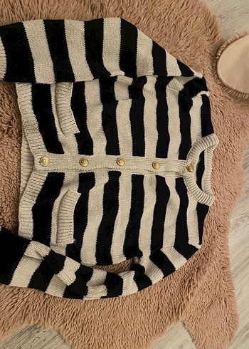 Zebra Desenli Örgü Kadın Hırka