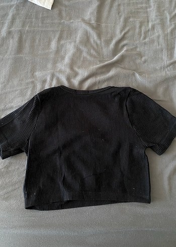 Addax Siyah Kısa Kollu Crop Top