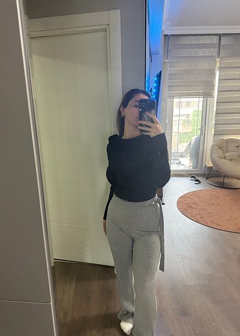 Gri Kadın Denim Midi Sweatpants - Görsel 8