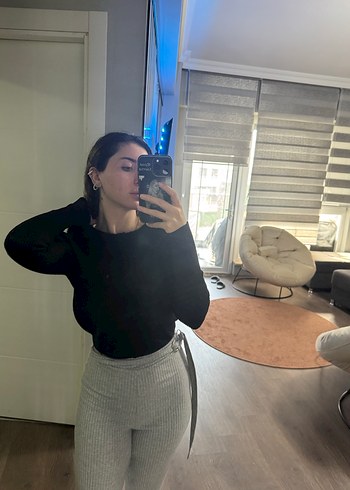 Gri Kadın Denim Midi Sweatpants - Görsel 6