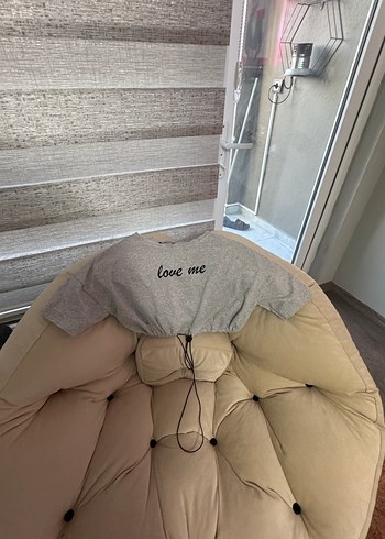 Gri Kısa Kollu Örme Kadın Sweatshirt - Görsel 2