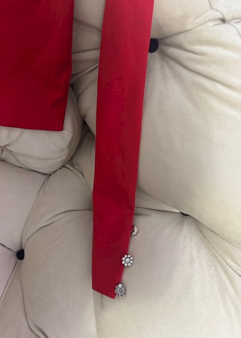 Düğmeli Kırmızı Yüksek Yakalı Kadın Kazak - Görsel 7