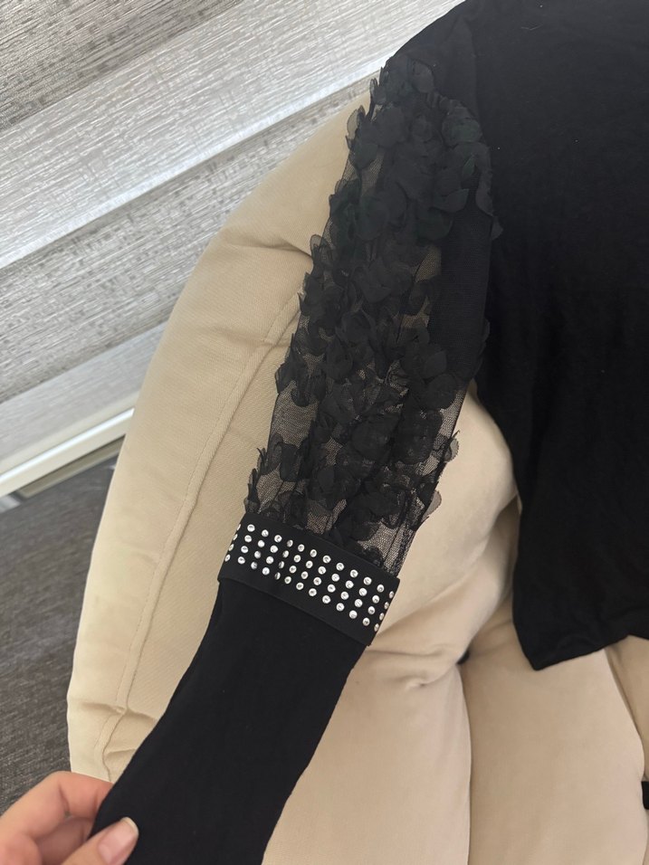 Uzun Kollu Siyah Gotik Bluz - Görsel 4