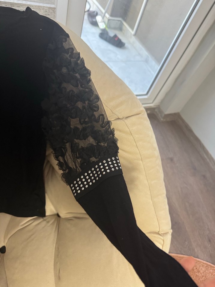 Uzun Kollu Siyah Gotik Bluz - Görsel 5