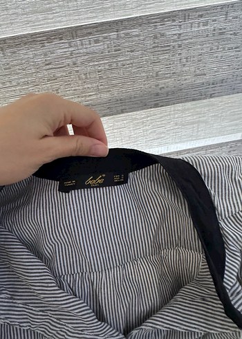 Gri Kemerli Kadın Keten Midi Gömlek - Görsel 6