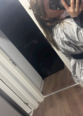 Gri Kemerli Kadın Keten Midi Gömlek - Görsel 10