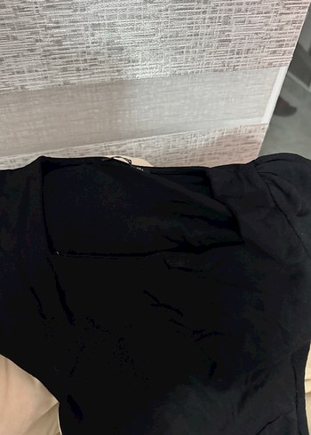 Drapeli Siyah Hamile Midi Elbise - Görsel 2