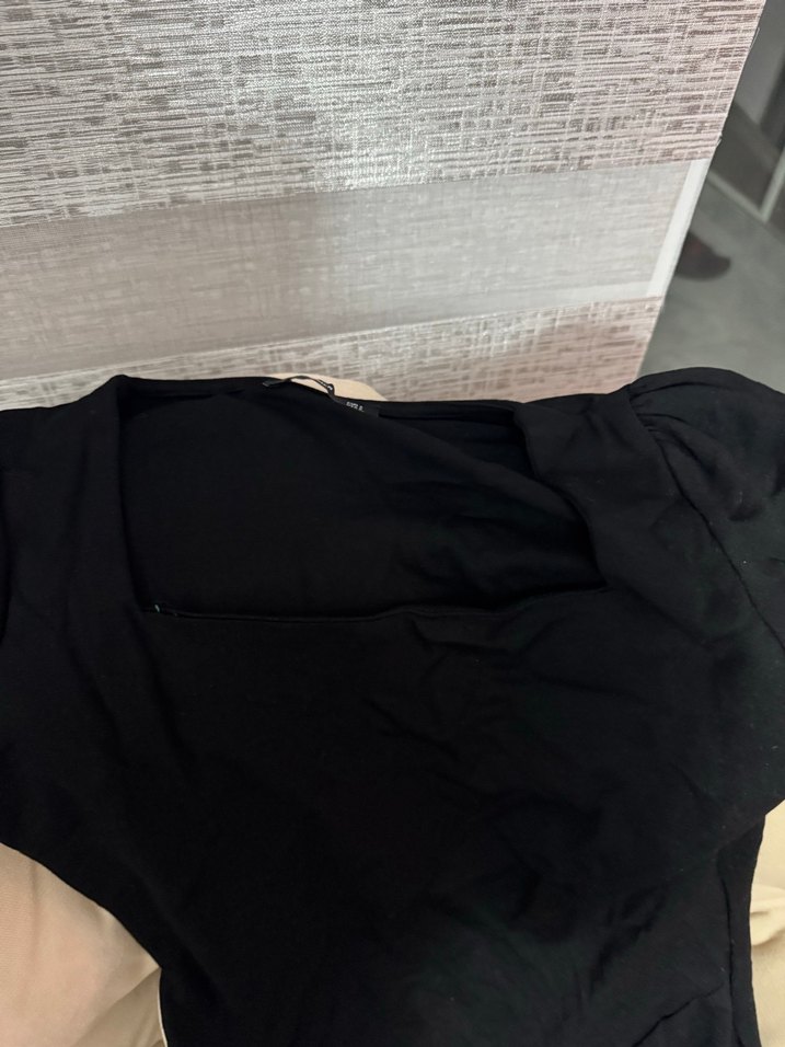 Drapeli Siyah Hamile Midi Elbise - Görsel 2