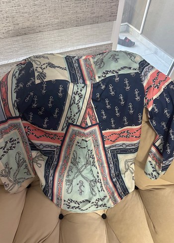 V Yaka Çok Renkli Bohem  Bluzu - Görsel 2