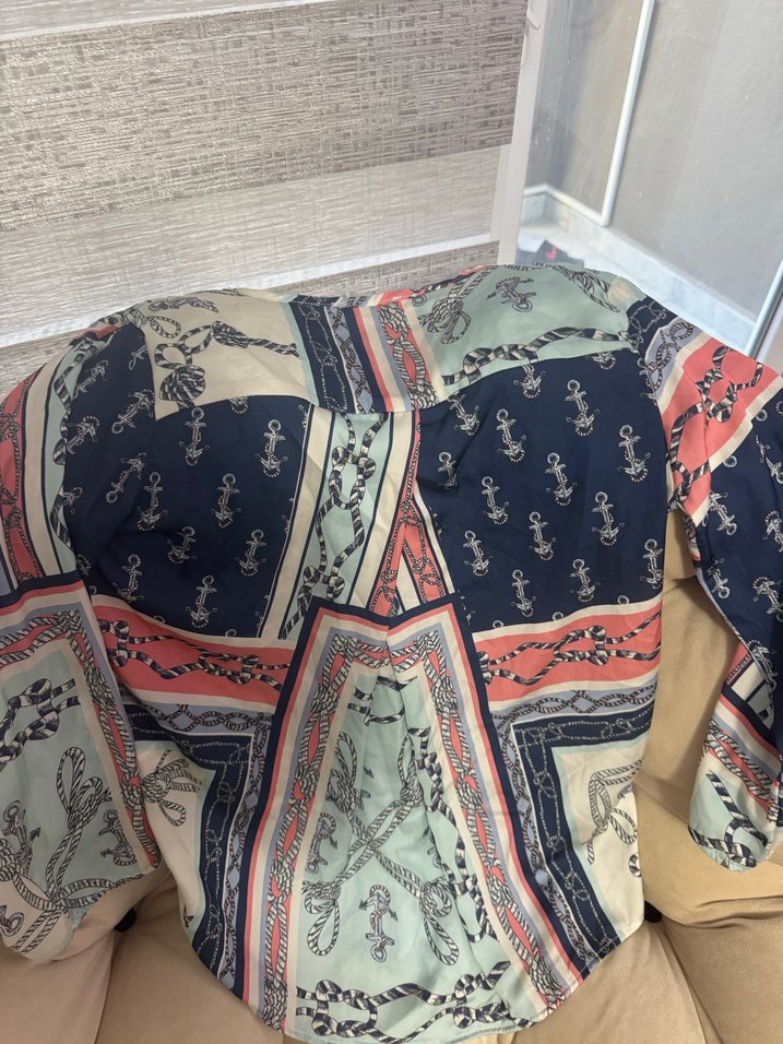 V Yaka Çok Renkli Bohem  Bluzu - Görsel 3