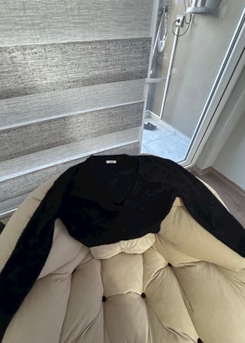 Siyah Düğmeli Yün Midi Hırka - Görsel 8