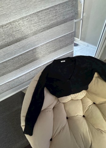 Siyah Düğmeli Yün Midi Hırka - Görsel 9