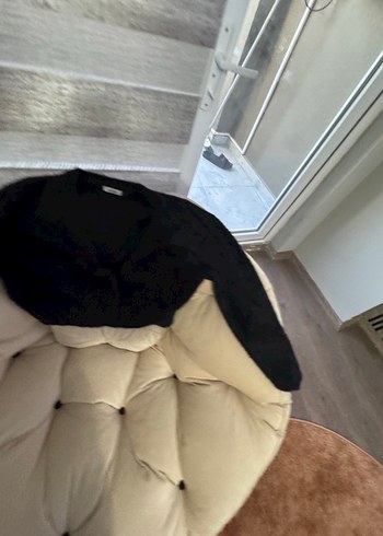 Siyah Düğmeli Yün Midi Hırka - Görsel 4