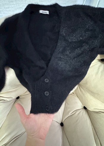 Siyah Düğmeli Yün Midi Hırka - Görsel 3