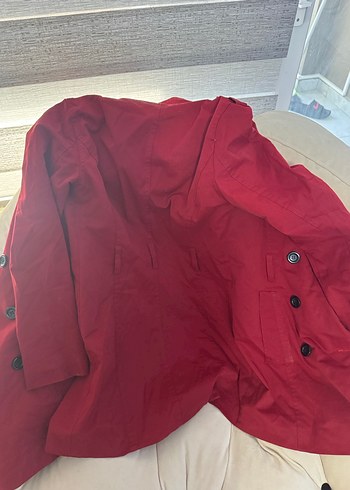 Kırmızı Kadın Süet Midi Trençkot - Görsel 13