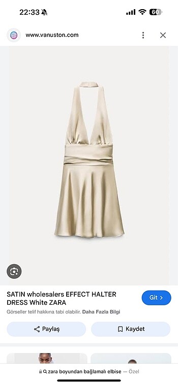 Zara boydan bağmalı kısa elbise
