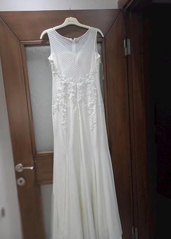 V Yaka Kolsuz  beyaz nikah elbisesi - Görsel 2