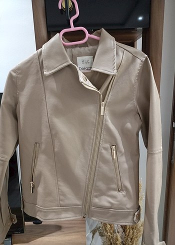 Bej Deri çocuk
 Ceket, Kemerli, Günlük - Görsel 2