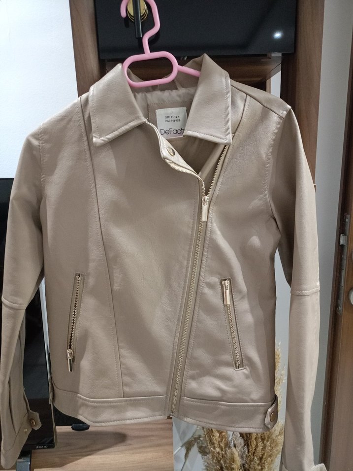 Bej Deri çocuk
 Ceket, Kemerli, Günlük - Görsel 2