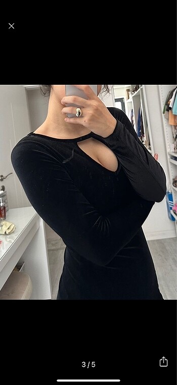 s Beden siyah Renk Siyah Kadife Mini Gece Elbisesi
