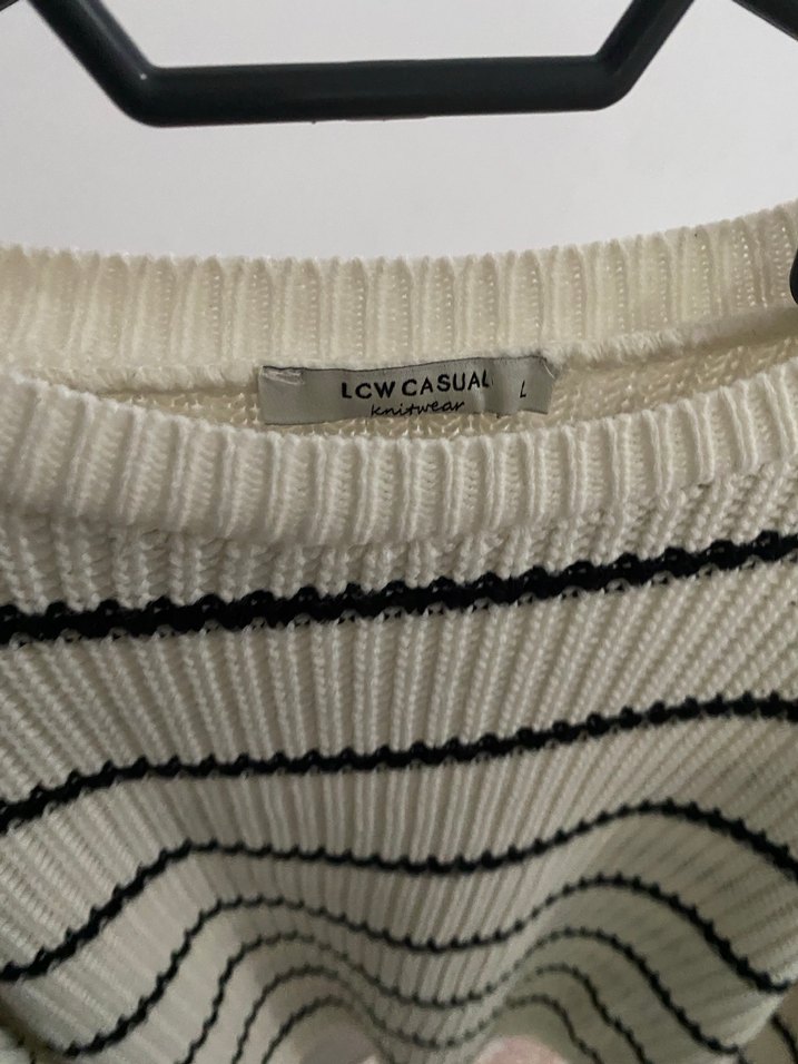 Çizgili Örgü Kadın Kazak - Görsel 4