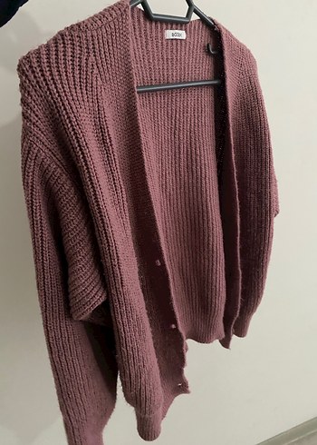 Bordo Örgü Kadın Hırka - Görsel 2