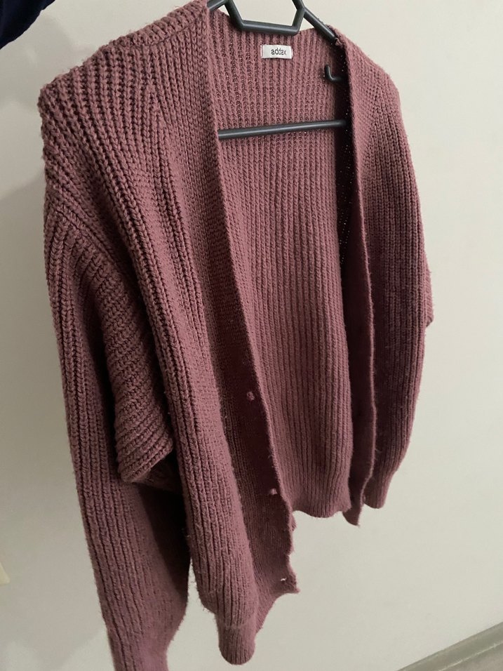 Bordo Örgü Kadın Hırka - Görsel 2