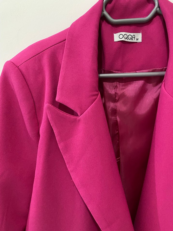 Pembe Düğmeli Kadın Blazer Ceket - Görsel 3