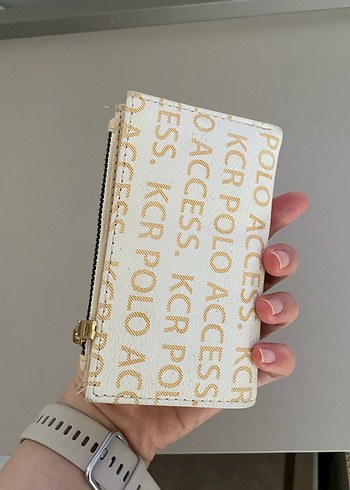 Beyaz Baskılı Deri Fermuarlı Kadın Cüzdanı - Görsel 3