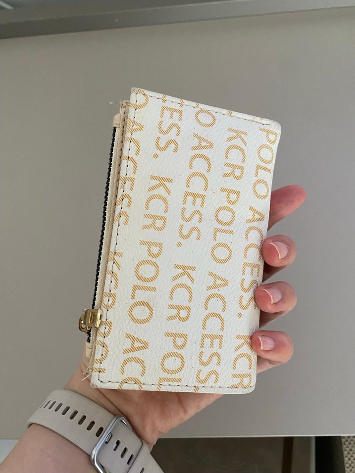 Beyaz Baskılı Deri Fermuarlı Kadın Cüzdanı - Görsel 3