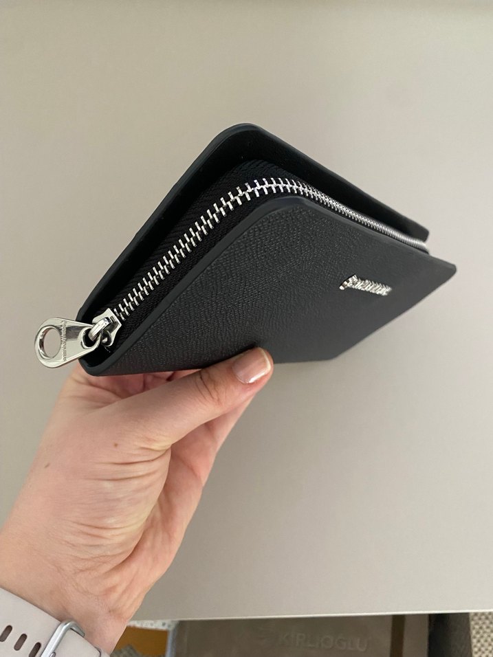 Siyah Deri Kadın Fermuarlı Cüzdan - Görsel 3