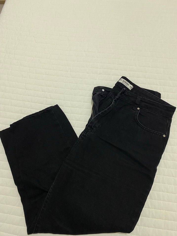 Siyah Midi Boy Kadın Denim Pantolon - Görsel 2