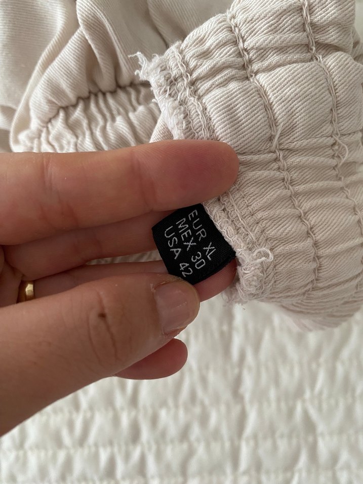 Bej Keten Rahat Kesim Midi Kadın Pantolon - Görsel 4