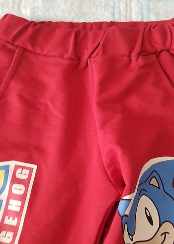7 Yaş Beden Sonic Baskılı Kırmızı Erkek Eşofman Altı