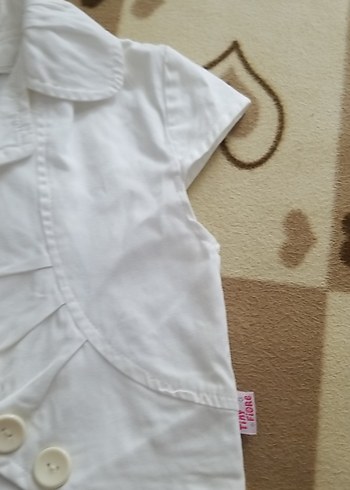 Kız Çocuk Beyaz Kısa Kollu Düğmeli Bolero - Görsel 3