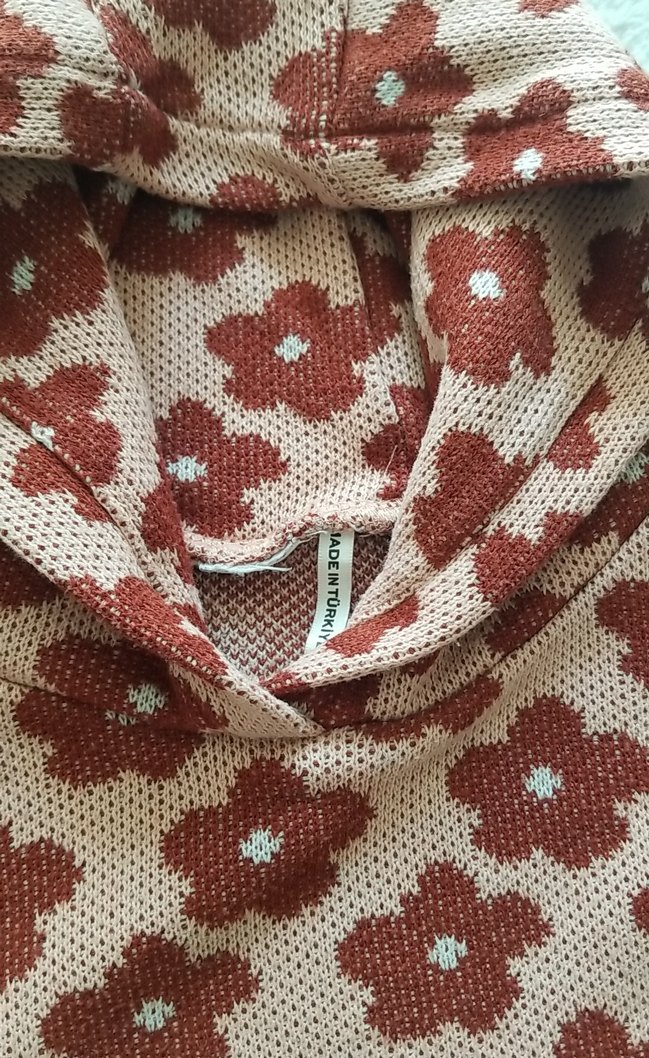 Kız Çocuk Kapüşonlu Örgü Panço - Görsel 3