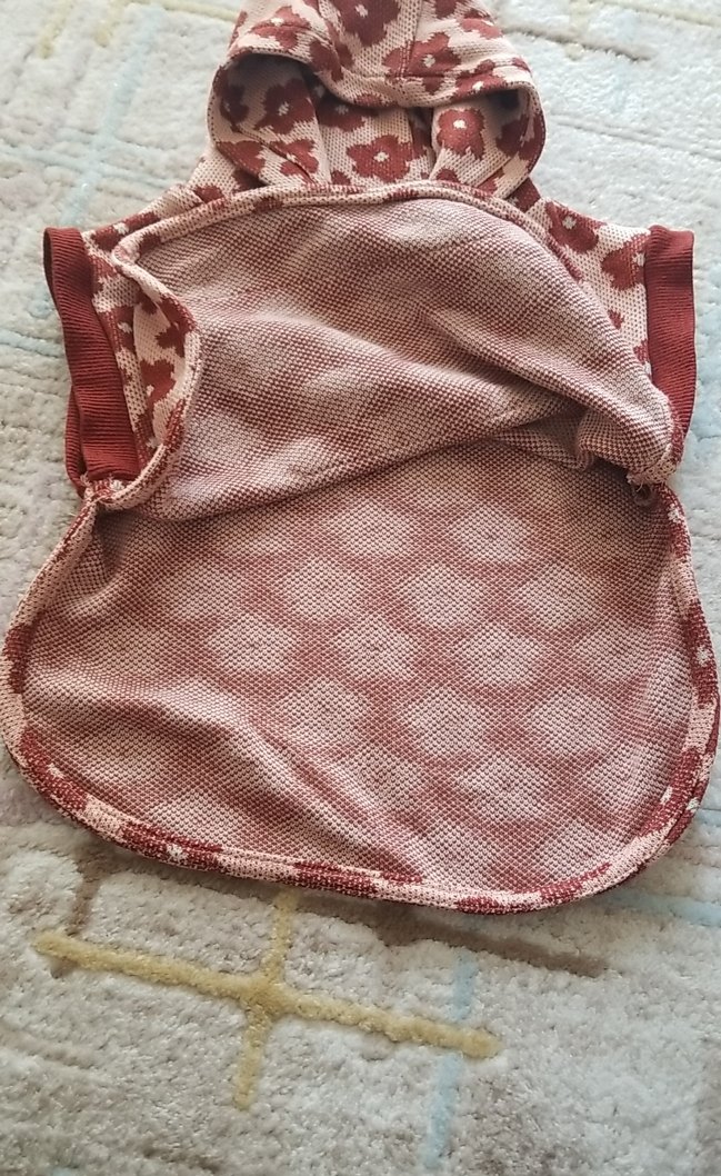 Kız Çocuk Kapüşonlu Örgü Panço - Görsel 4