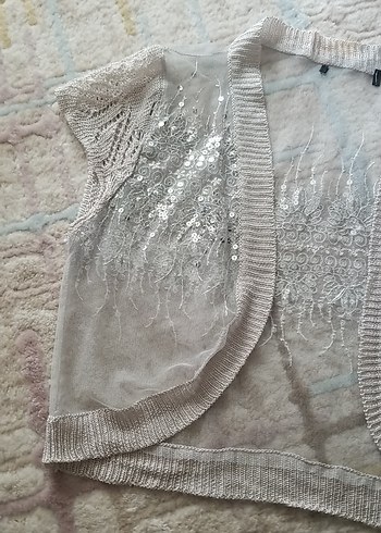 Nakışlı Beyaz Bohem Kız Bolero - Görsel 3