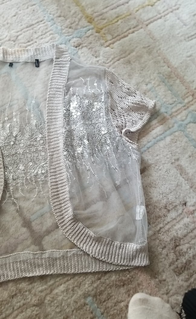 Nakışlı Beyaz Bohem Kız Bolero - Görsel 2