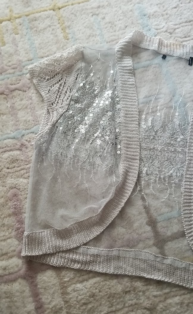 Nakışlı Beyaz Bohem Kız Bolero - Görsel 3