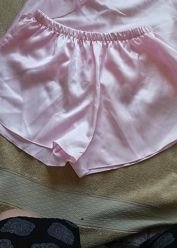 s Beden Pembe Mini Saten Kadın Pijama Takımı