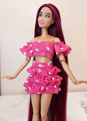  Beden Renk Barbie desenli şeker pembesi takım